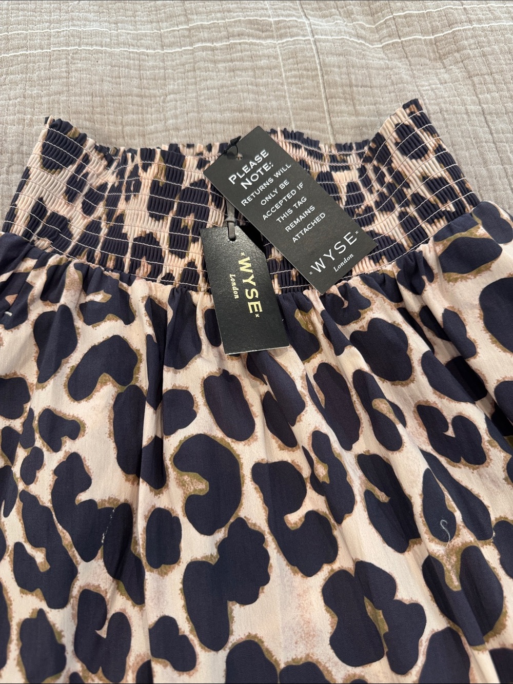 WYSE London Beige and Black Leopard-Print Skater Skirt